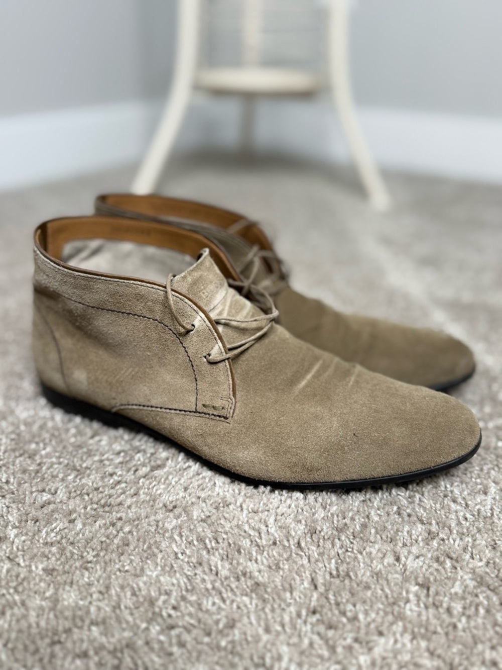 Boss Men's Suede Chukka Boots in Beige-Tan